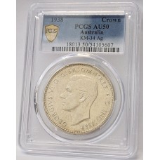 AUSTRALIA 1938 . CROWN . PCGS AU50